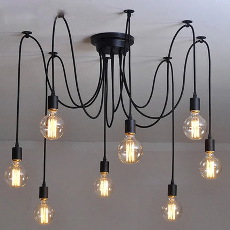 Spider Chandelier E27 LED Pendant Lights Retro Vintage Bar Restaurant Dining Room Lighting Fixture