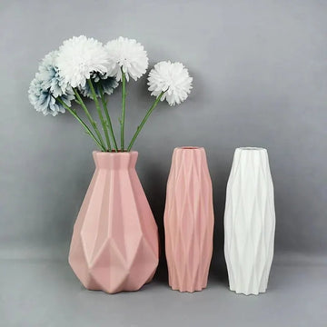 1pc Modern Flower Vase White Pink Blue Plastic Basket Nordic Home Living Room Decoration Ornament Flower Arrangement