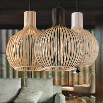 Designer Pendant Lamp Country Style Foscarini Wood Cage Chandeliers Light Black Bamboo Lamp Lighting Fixtures Drop Shipping