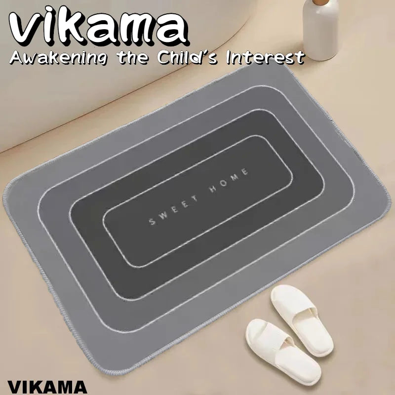 VIKAMA Scandinavian Simple English Crystal Pile Rug Kitchen Entryway Laundry Room Dirty Resistant Machine Washable Mat