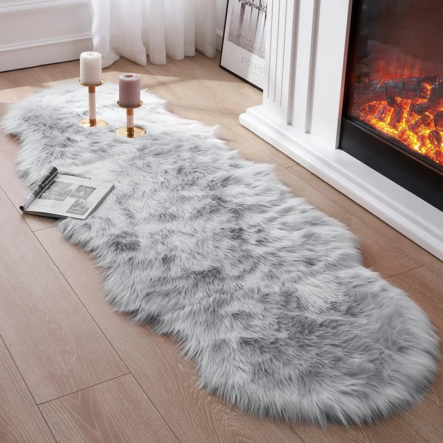 Soft Sheepskin Bedroom Carpet Imitation Wool Pad Long Hair Bedside Rugs Sofa Cushion Rugs Living Room Fluffy Hairy Fur Carpet